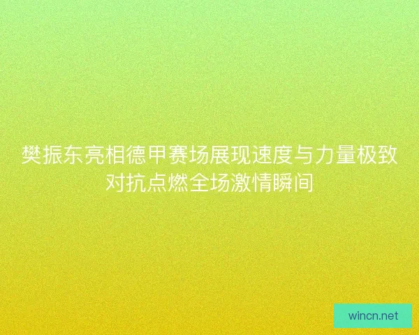 樊振东亮相德甲赛场展现速度与力量极致对抗点燃全场激情瞬间
