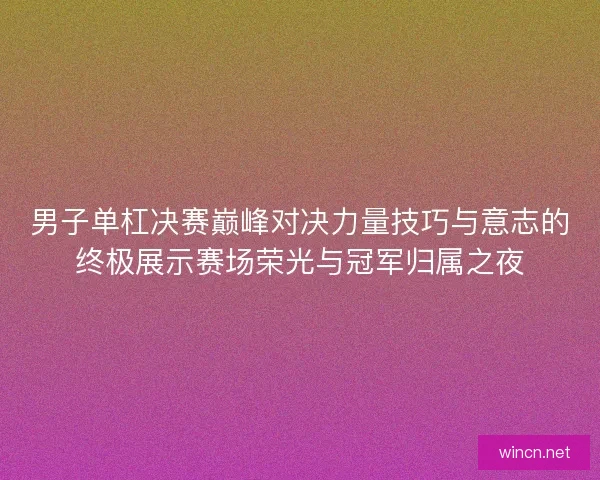 男子单杠决赛巅峰对决力量技巧与意志的终极展示赛场荣光与冠军归属之夜