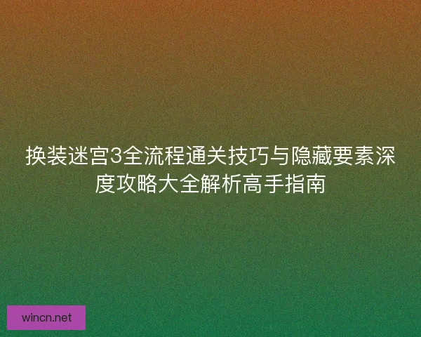 换装迷宫3全流程通关技巧与隐藏要素深度攻略大全解析高手指南