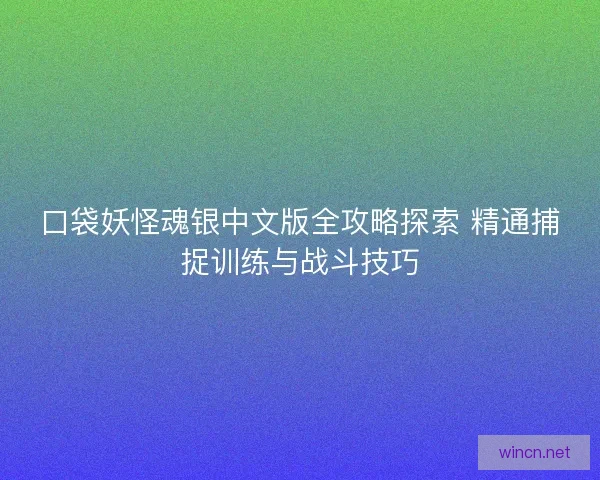 口袋妖怪魂银中文版全攻略探索 精通捕捉训练与战斗技巧